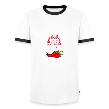 55th Birthday Born 1970's Birthday Gift - Men's Ringer Shirt - white/black - Front - AI Model Female 172 light (172cm) & AI Model Male 178 dark (178cm)
