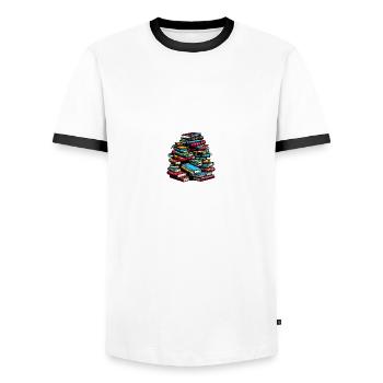 Buchliebhaber Bücher lesen Leseratte Bücherwurm - Männer Kontrast-T-Shirt - Weiß/Schwarz - Vorne - AI Model Female 172 light (172cm) & AI Model Male 178 dark (178cm)