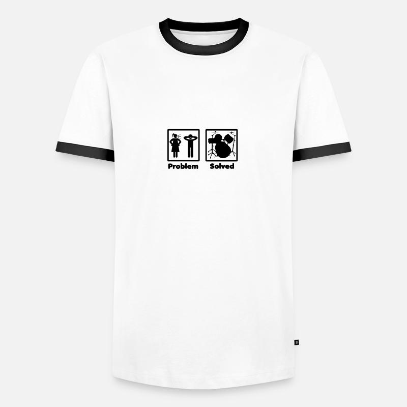 problem solved DRUMMER DRUMS drums - Men's Ringer Shirt - white/black