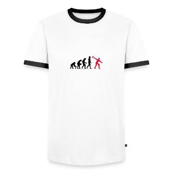 Eisstock Evolution - Männer Kontrast-T-Shirt - Weiß/Schwarz - Vorne - AI Model Female 172 light (172cm) & AI Model Male 178 dark (178cm)