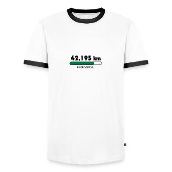 Marathon in progress - Men's Ringer Shirt - white/black - Front - AI Model Female 172 light (172cm) & AI Model Male 178 dark (178cm)