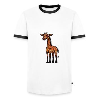 Giraffe Halloween Animal - Men's Ringer Shirt - white/black - Front - AI Model Female 172 light (172cm) & AI Model Male 178 dark (178cm)
