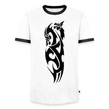 tribal dragon - T-shirt contrasté Homme - blanc/noir - Devant - AI Model Female 172 light (172cm) & AI Model Male 178 dark (178cm)