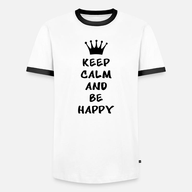 Keep calm and be happy - Men's Ringer Shirt - white/black