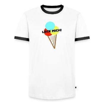 Ach, Leck mich! - Männer Kontrast-T-Shirt - Weiß/Schwarz - Vorne - AI Model Female 172 light (172cm) & AI Model Male 178 dark (178cm)