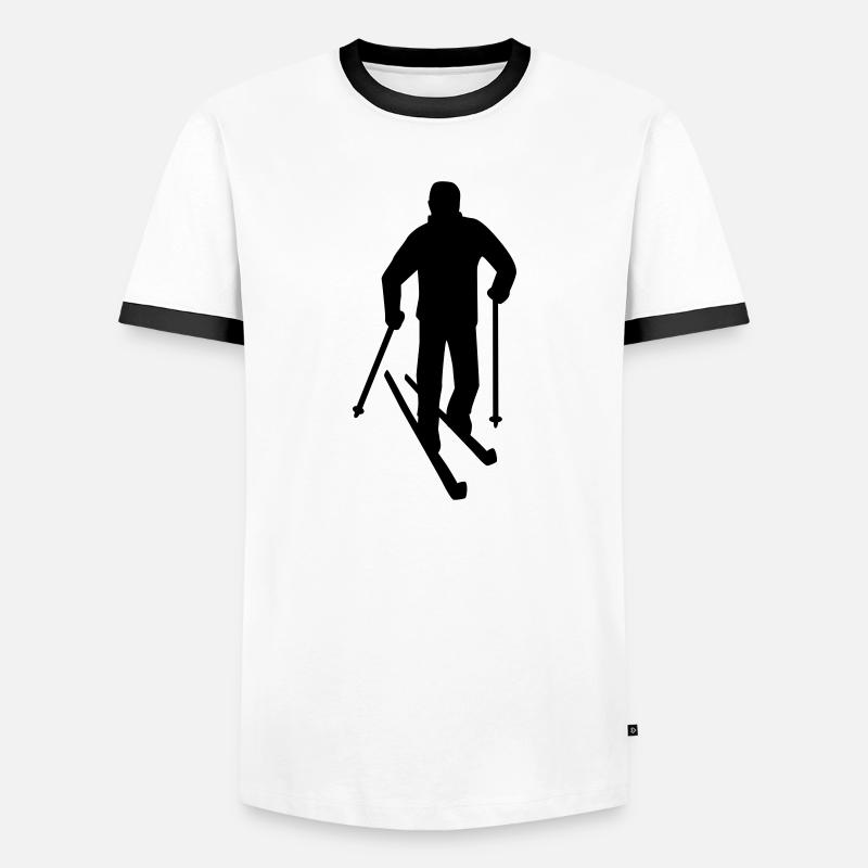 Langlauf - Männer Kontrast-T-Shirt - Weiß/Schwarz