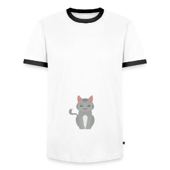The More People I Meet The More I Love My Cat - Men's Ringer Shirt - white/black - Front - AI Model Female 172 light (172cm) & AI Model Male 178 dark (178cm)