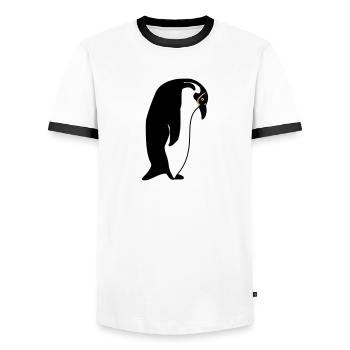manchot - T-shirt contrasté Homme - blanc/noir - Devant - AI Model Female 172 light (172cm) & AI Model Male 178 dark (178cm)
