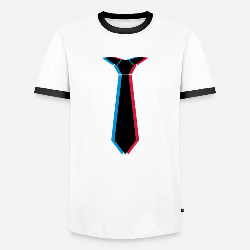 3d_krawatte_3c - Men's Ringer Shirt - white/black