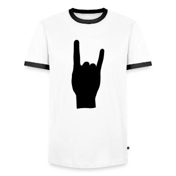 Rock and roll hand de - Männer Kontrast-T-Shirt - Weiß/Schwarz - Vorne - AI Model Female 172 light (172cm) & AI Model Male 178 dark (178cm)