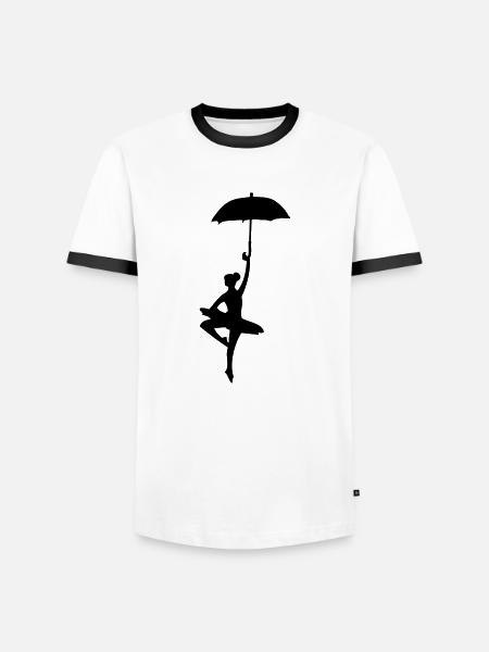 ballerina_dancer with umbrella - Men's Ringer Shirt - white/black