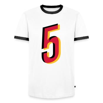 5 Number Germany Jersey Number Black Red Gold - Men's Ringer Shirt - white/black - Front - AI Model Female 172 light (172cm) & AI Model Male 178 dark (178cm)