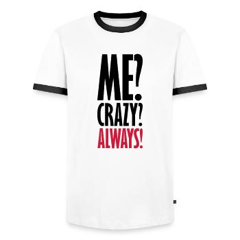 Moi fou toujours - T-shirt contrasté Homme - blanc/noir - Devant - AI Model Female 172 light (172cm) & AI Model Male 178 dark (178cm)