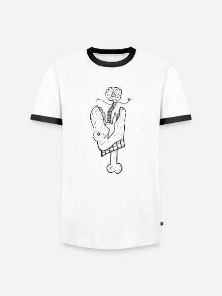Hähnchensauer - Männer Kontrast-T-Shirt - Weiß/Schwarz