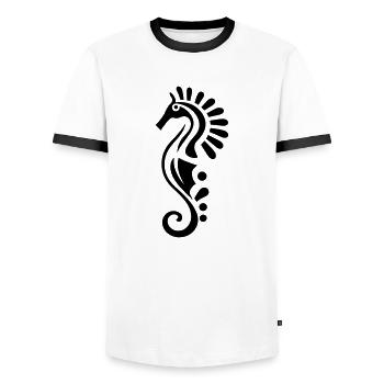 Sea horse - Men's Ringer Shirt - white/black - Front - AI Model Female 172 light (172cm) & AI Model Male 178 dark (178cm)
