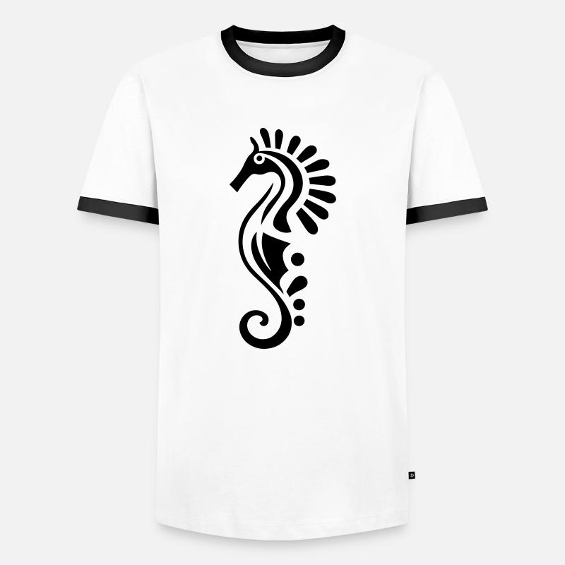 Seepferdchen - Männer Kontrast-T-Shirt - Weiß/Schwarz