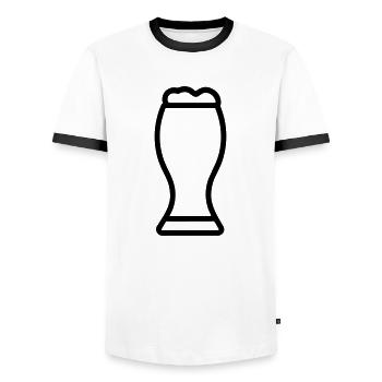 Bière - T-shirt contrasté Homme - blanc/noir - Devant - AI Model Female 172 light (172cm) & AI Model Male 178 dark (178cm)