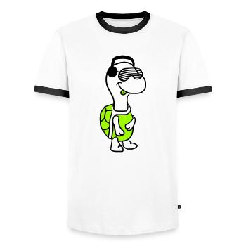 Süße coole DJ Schildkröte Party Club Musik Spaß - Männer Kontrast-T-Shirt - Weiß/Schwarz - Vorne - AI Model Female 172 light (172cm) & AI Model Male 178 dark (178cm)