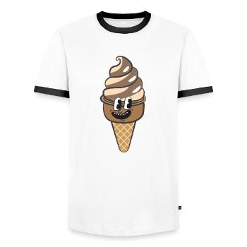 Crème glacée de dessin animé rétro - T-shirt contrasté Homme - blanc/noir - Devant - AI Model Female 172 light (172cm) & AI Model Male 178 dark (178cm)