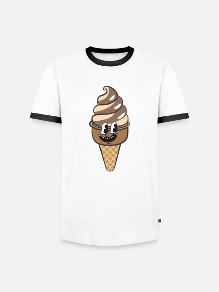 Retro Cartoon Cream - Men's Ringer Shirt - white/black