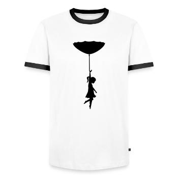 alles gute kommt von oben - Männer Kontrast-T-Shirt - Weiß/Schwarz - Vorne - AI Model Female 172 light (172cm) & AI Model Male 178 dark (178cm)