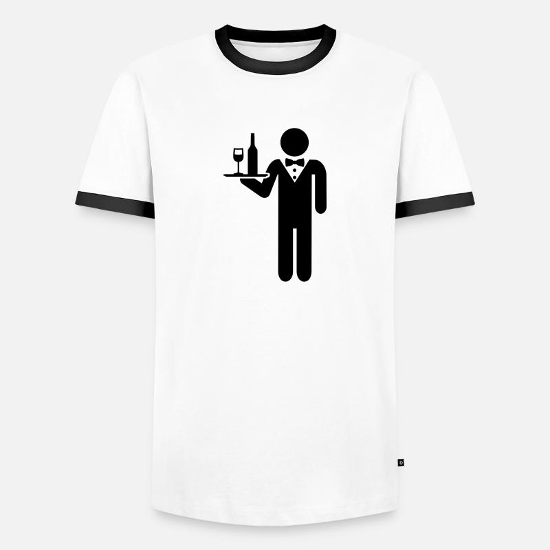 Kellner - Männer Kontrast-T-Shirt - Weiß/Schwarz
