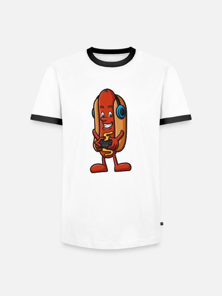 Gamer Hot Dog - Männer Kontrast-T-Shirt - Weiß/Schwarz