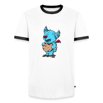 Monster mit Keks - Männer Kontrast-T-Shirt - Weiß/Schwarz - Vorne - AI Model Female 172 light (172cm) & AI Model Male 178 dark (178cm)