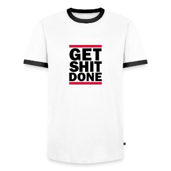 Get Shit Done - T-shirt contrasté Homme - blanc/noir - Devant - AI Model Female 172 light (172cm) & AI Model Male 178 dark (178cm)