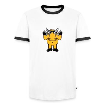 Fuck Off Bull - T-shirt contrasté Homme - blanc/noir - Devant - AI Model Female 172 light (172cm) & AI Model Male 178 dark (178cm)