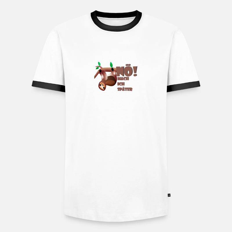 Faultier Nö mach ich Später ! - Männer Kontrast-T-Shirt - Weiß/Schwarz