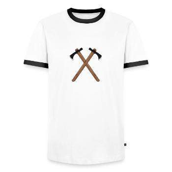 Axe - Men's Ringer Shirt - white/black - Front - AI Model Female 172 light (172cm) & AI Model Male 178 dark (178cm)