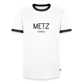 Metz - Männer Kontrast-T-Shirt - Weiß/Schwarz - Vorne - AI Model Female 172 light (172cm) & AI Model Male 178 dark (178cm)