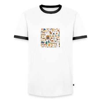 Preparing for the start of the school year - Men's Ringer Shirt - white/black - Front - AI Model Female 172 light (172cm) & AI Model Male 178 dark (178cm)