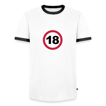 18 Birthday - Men's Ringer Shirt - white/black - Front - AI Model Female 172 light (172cm) & AI Model Male 178 dark (178cm)