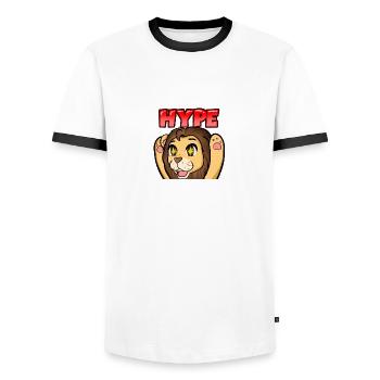Joyeux Lion - T-shirt contrasté Homme - blanc/noir - Devant - AI Model Female 172 light (172cm) & AI Model Male 178 dark (178cm)