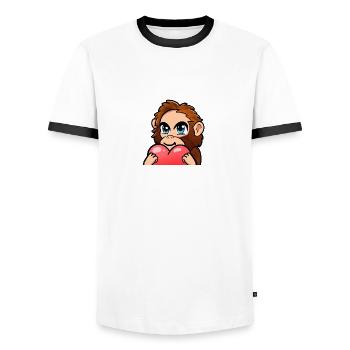 Affe mit Herz - Männer Kontrast-T-Shirt - Weiß/Schwarz - Vorne - AI Model Female 172 light (172cm) & AI Model Male 178 dark (178cm)