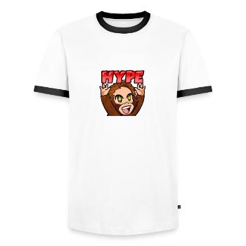 Singe de joie - T-shirt contrasté Homme - blanc/noir - Devant - AI Model Female 172 light (172cm) & AI Model Male 178 dark (178cm)