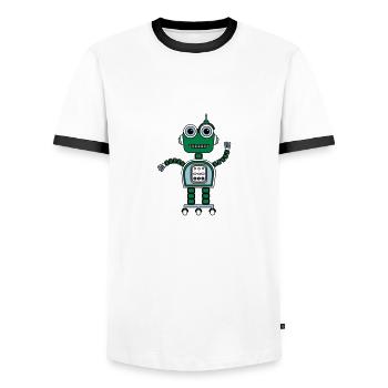 Cartoon cute robot - Männer Kontrast-T-Shirt - Weiß/Schwarz - Vorne - AI Model Female 172 light (172cm) & AI Model Male 178 dark (178cm)