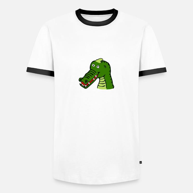 kroko 49 - Männer Kontrast-T-Shirt - Weiß/Schwarz