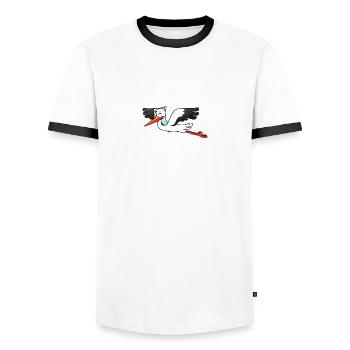 stork27 - Männer Kontrast-T-Shirt - Weiß/Schwarz - Vorne - AI Model Female 172 light (172cm) & AI Model Male 178 dark (178cm)