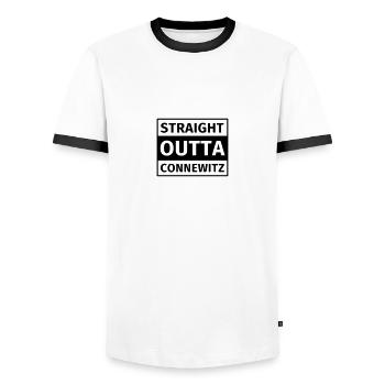 Straight Outta Connewitz - Männer Kontrast-T-Shirt - Weiß/Schwarz - Vorne - AI Model Female 172 light (172cm) & AI Model Male 178 dark (178cm)