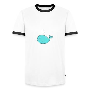cute waal gift for everyone - Men's Ringer Shirt - white/black - Front - AI Model Female 172 light (172cm) & AI Model Male 178 dark (178cm)