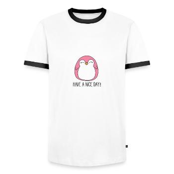 pinguin geschenk für jeden - Männer Kontrast-T-Shirt - Weiß/Schwarz - Vorne - AI Model Female 172 light (172cm) & AI Model Male 178 dark (178cm)