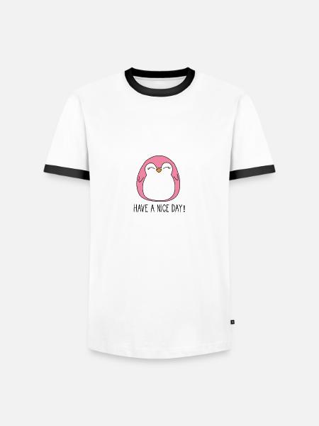 penguin gift for everyone - Men's Ringer Shirt - white/black