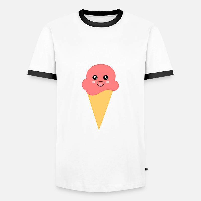 Eis Eiscreme Erdbeereis - Männer Kontrast-T-Shirt - Weiß/Schwarz