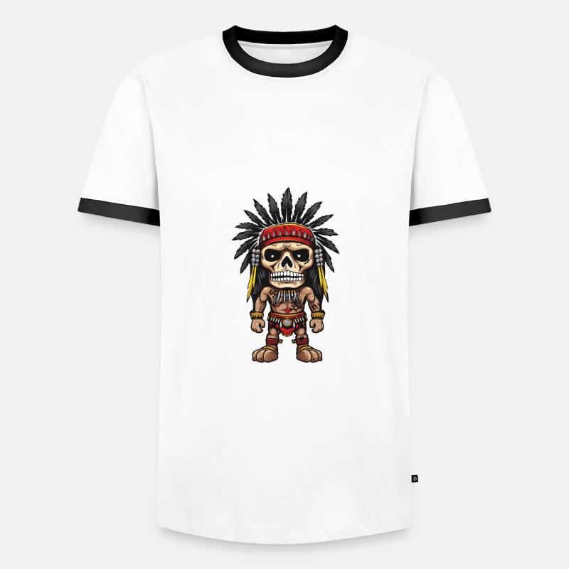 Apache Indianer Skelett - Männer Kontrast-T-Shirt - Weiß/Schwarz