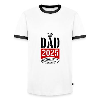 Dad 2025 Loading Papa - Men's Ringer Shirt - white/black - Front - AI Model Female 172 light (172cm) & AI Model Male 178 dark (178cm)