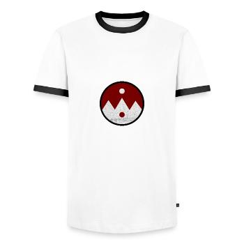 fränkisches Yin & Yang Symbol - Männer Kontrast-T-Shirt - Weiß/Schwarz - Vorne - AI Model Female 172 light (172cm) & AI Model Male 178 dark (178cm)
