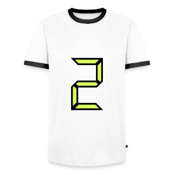 2 JAHRE. 2. JUBILÄUM. GEBURTSTAG 2 JAHRE. 2 - Männer Kontrast-T-Shirt - Weiß/Schwarz - Vorne - AI Model Female 172 light (172cm) & AI Model Male 178 dark (178cm)